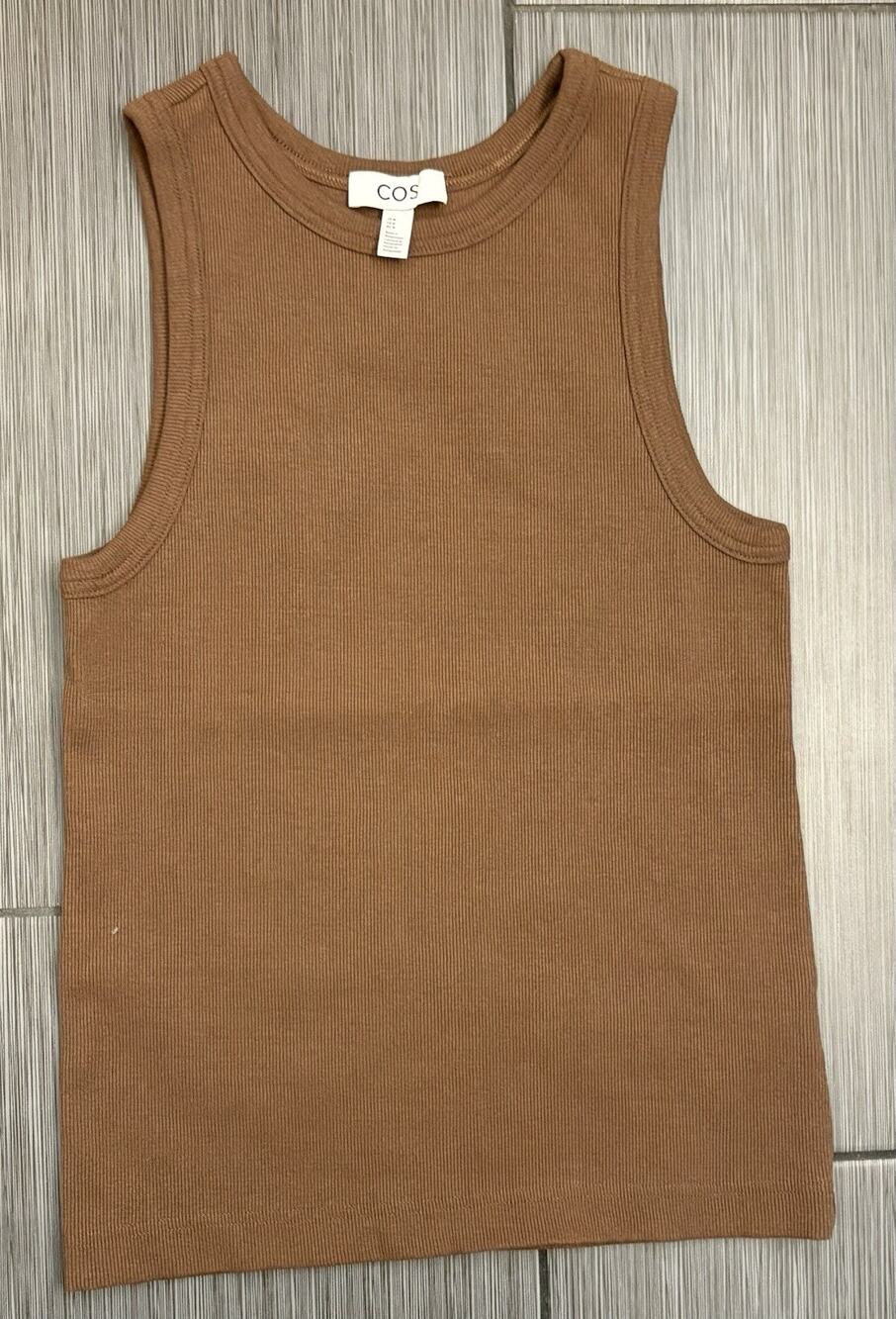 COS Brown Ribbed Tank Top Women’s Size Medium Cotton Blend Classic Earthy